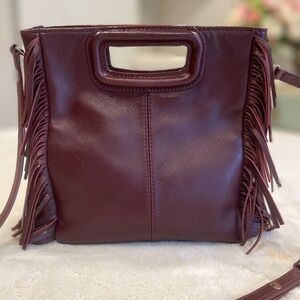 Maje Burgundy Fringe Bag